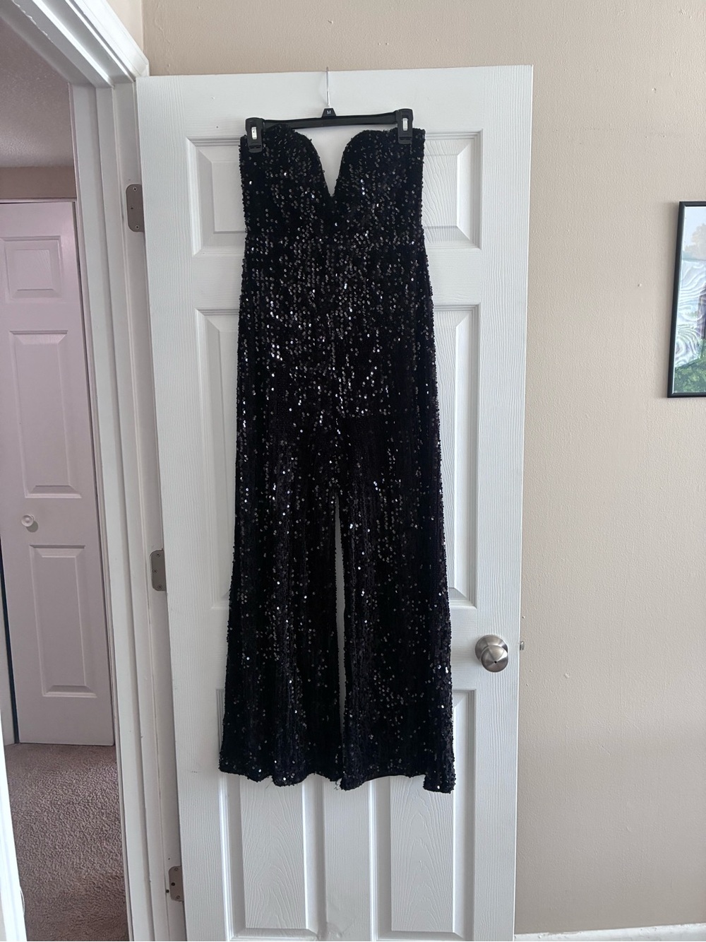 Strapless Black Sequin Jumpsuit